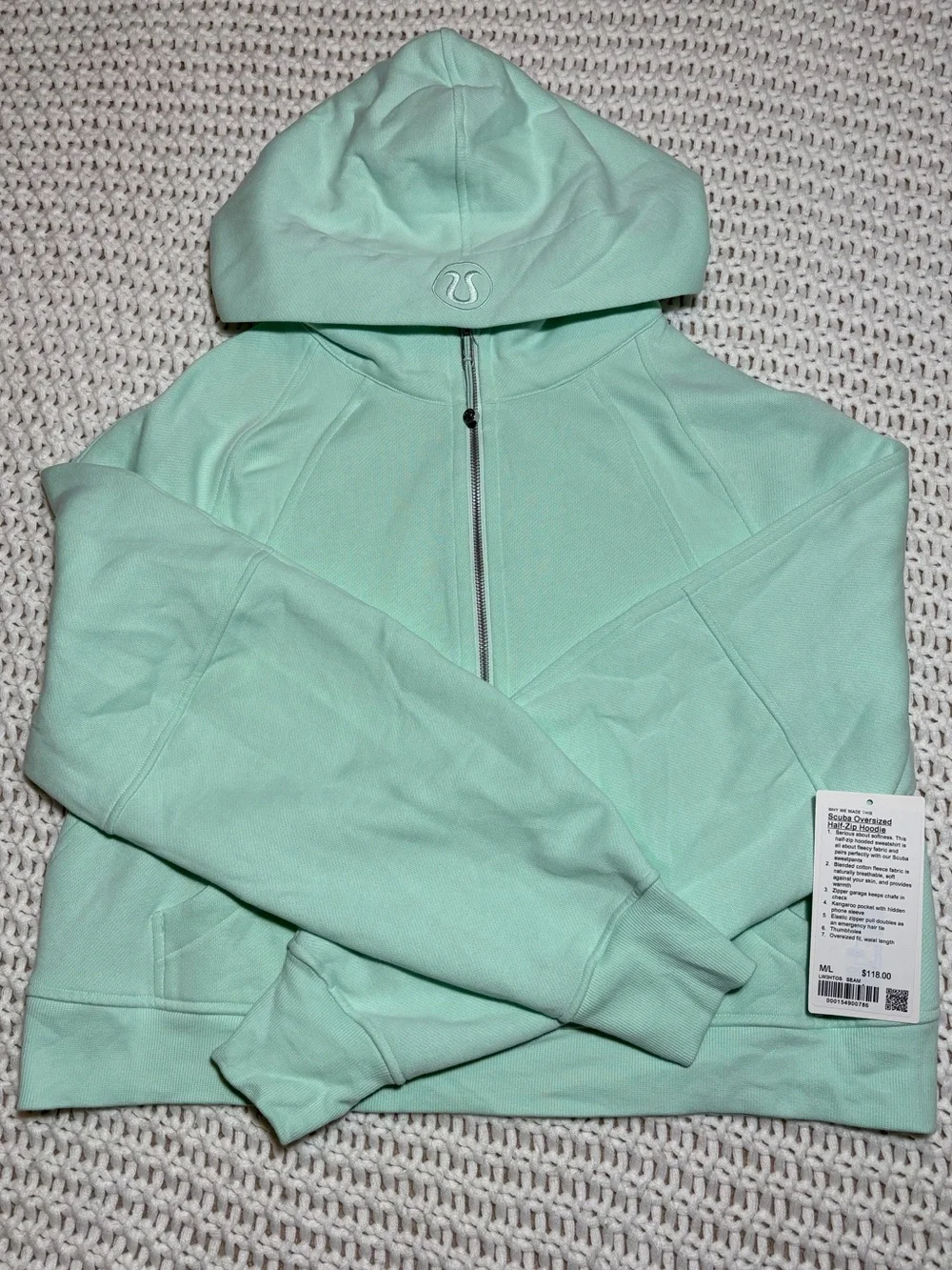 lululemon sea mist scuba oversized half zip hoodie size m/l